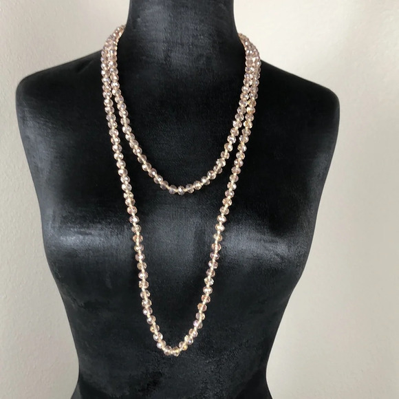 2/$30 Glass Faceted Necklace Aurora Borealis Smoky Sparkle Longline - Picture 13 of 17